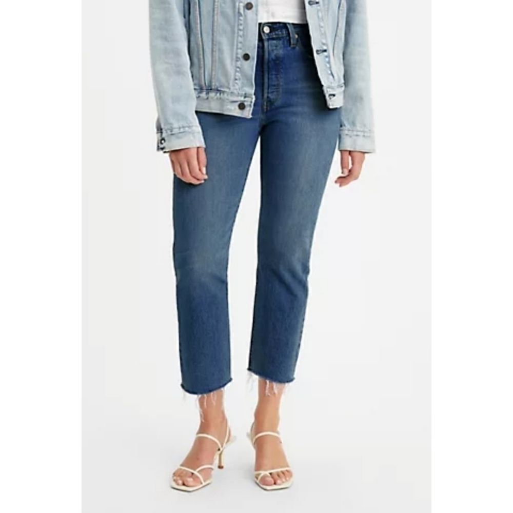 Levis 501 Original Cropped Frayed Hem Jeans